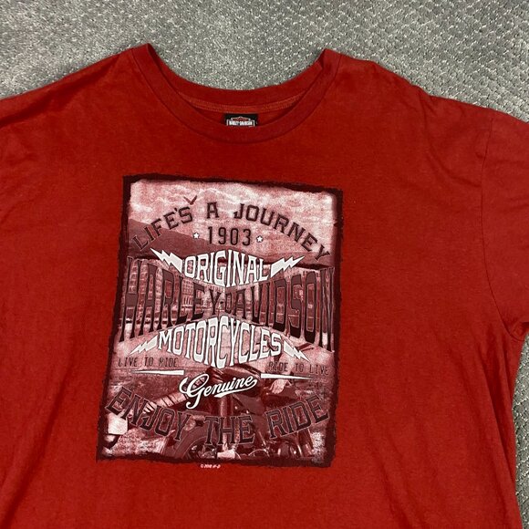 Harley Davidson T Shirt Men's 2XL Double Sided Life's a Journey Fast Free - Picture 3 of 11